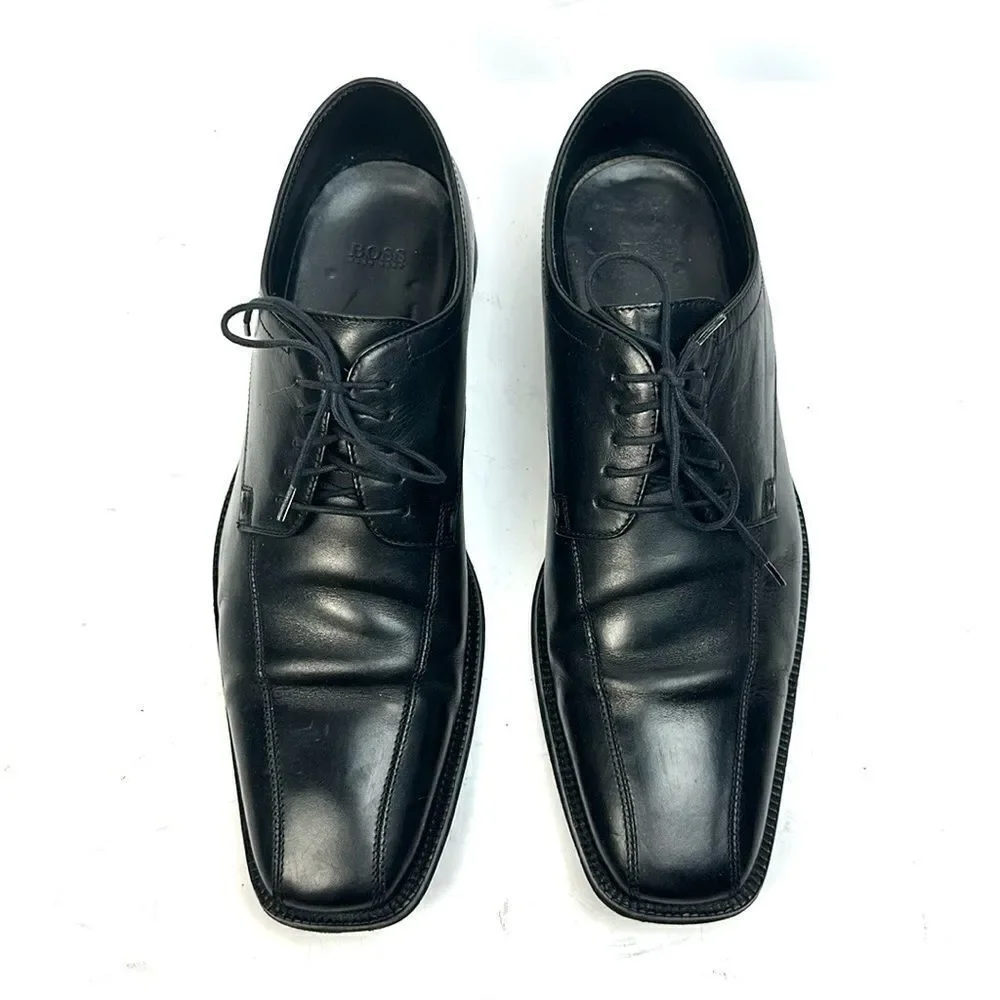 BOSS Hugo Boss Black Square Toe Dress Shoe Derby Lace Up Men’s Size US 11